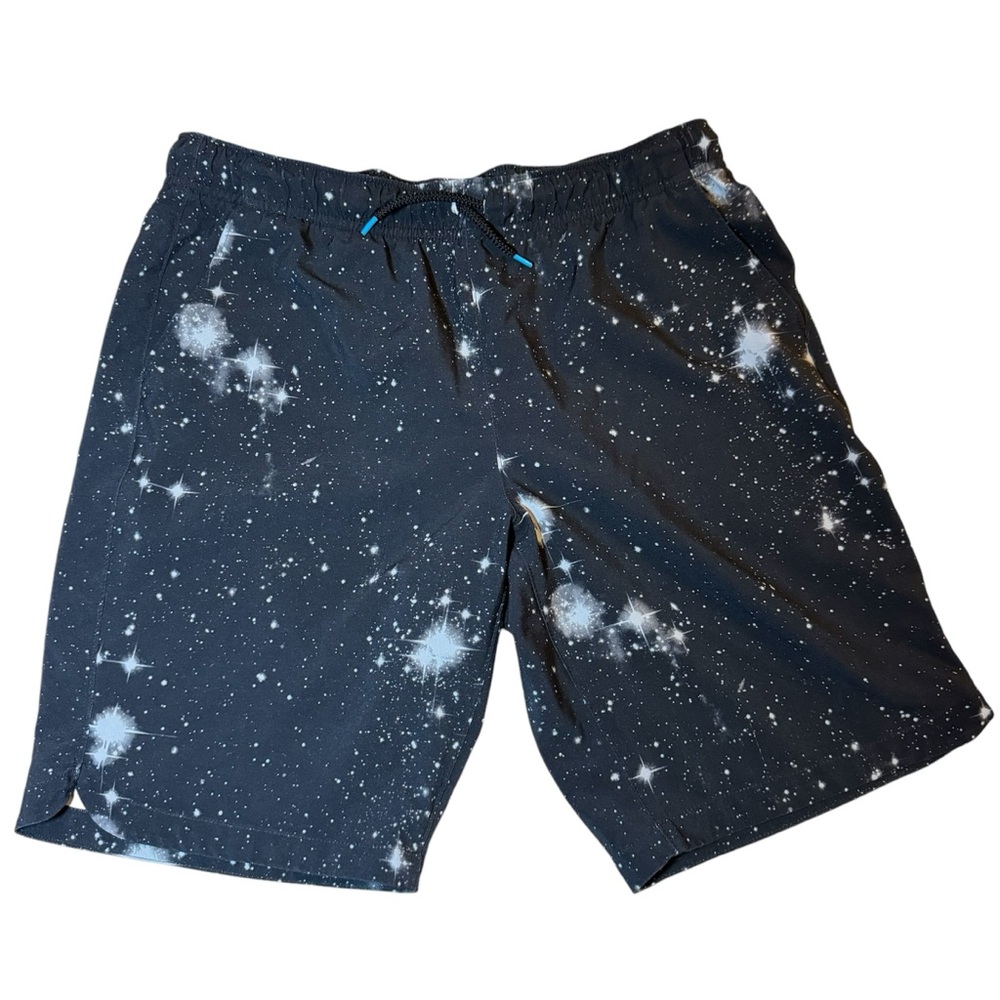Lands’ End boys XL galaxy space print swim trunks with drawstring and elastic